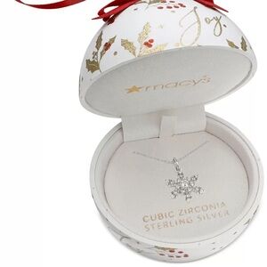 Giani Bernini Ornament Box with Cubic Zirconia Snowflake 18" Pendant Necklace